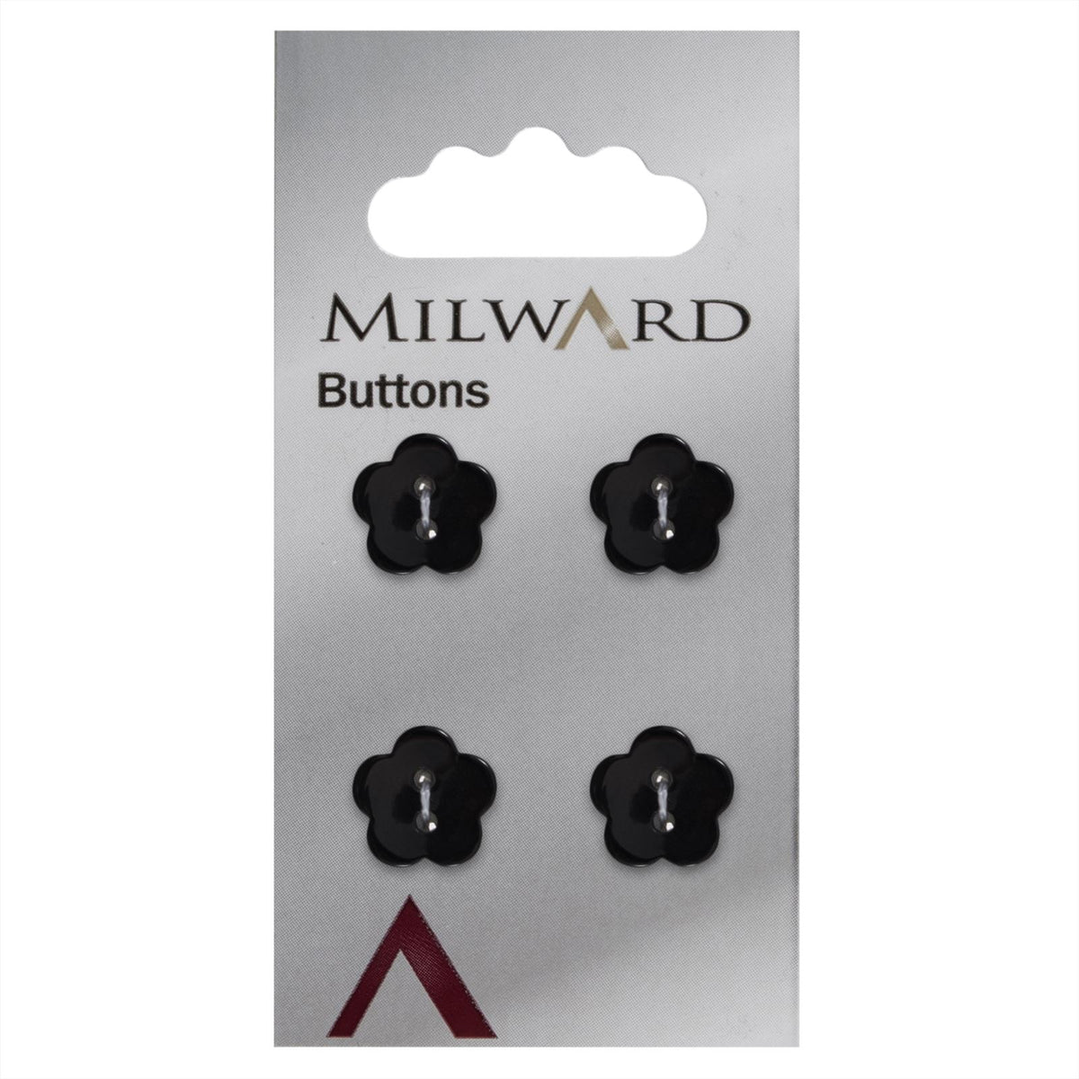 Milward Knoop Bloem Zwart 13mm (4 stuks)