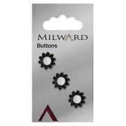 Milward Knoop Bloem Zwart met Wit 14mm (3 stuks)