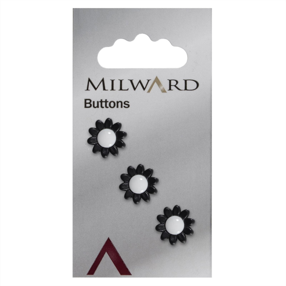 Milward Knoop Bloem Zwart met Wit 14mm (3 stuks)