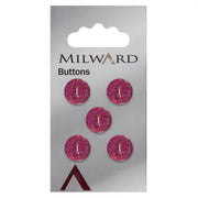 Milward Knoop Donker Roze Glitter 12mm (5 stuks)