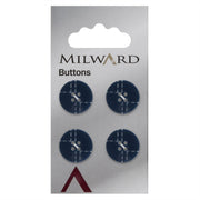 Milward Knoop Donkerblauw met Werkje Wit 15mm (4 stuks)