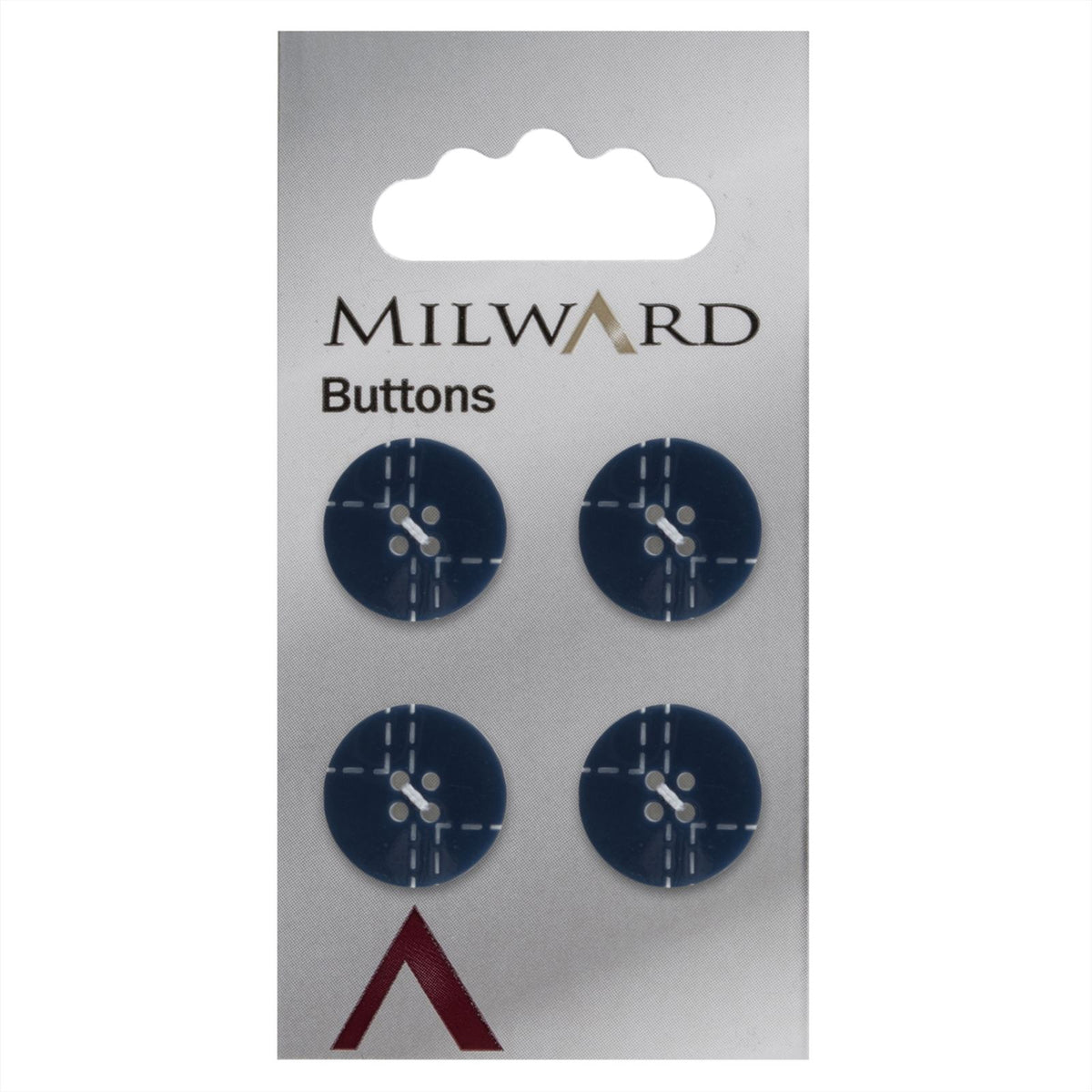Milward Knoop Donkerblauw met Werkje Wit 15mm (4 stuks)