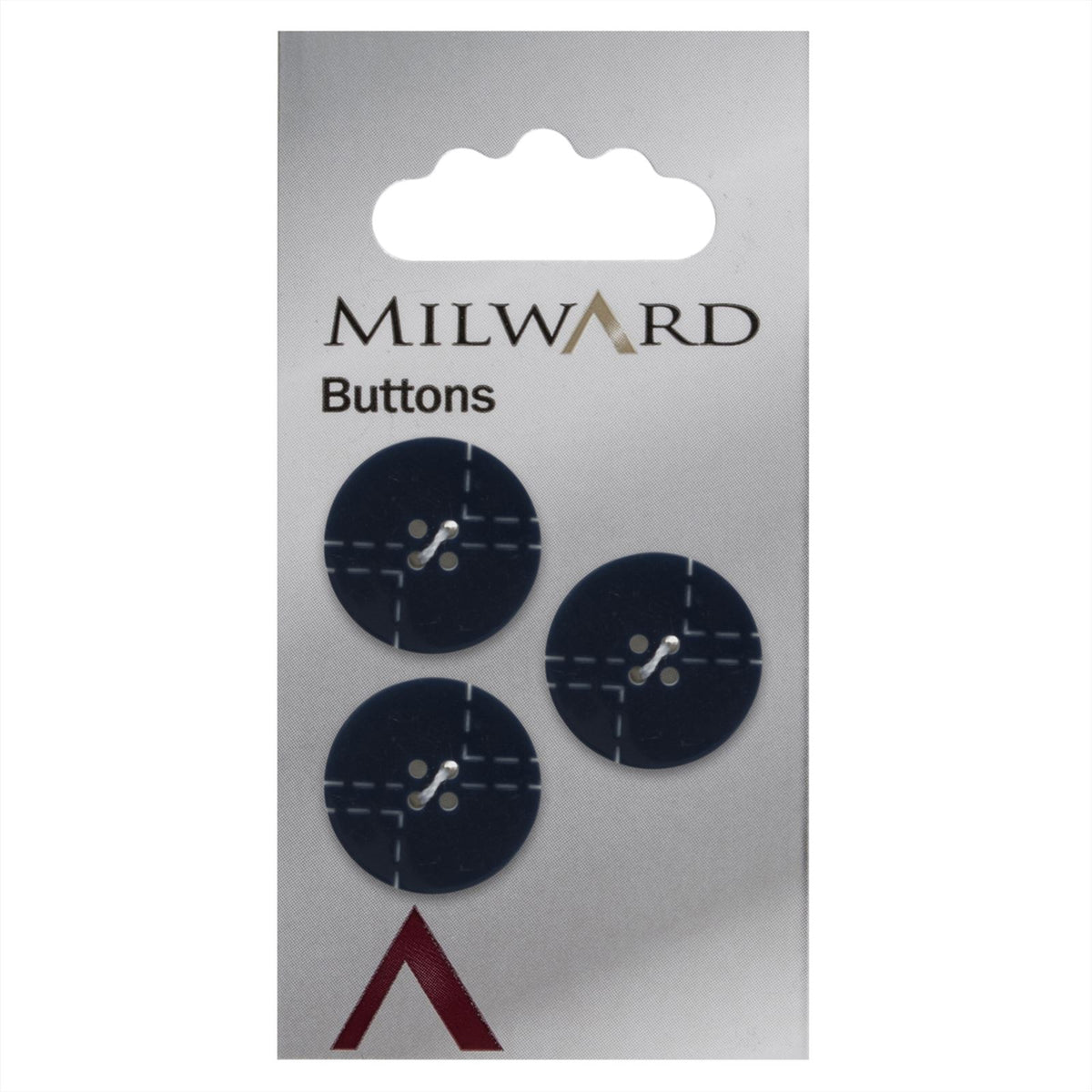 Milward Knoop Donkerblauw met Werkje Wit 17mm (3 stuks)