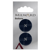 Milward Knoop Donkerblauw met Werkje Wit 22mm (2 stuks)