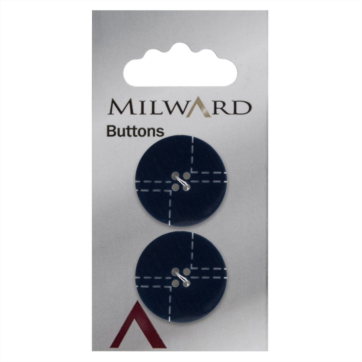 Milward Knoop Donkerblauw met Werkje Wit 22mm (2 stuks)