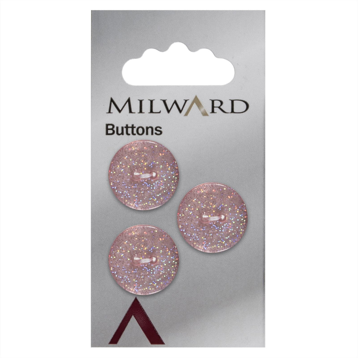 Milward Knoop Licht Roze Glitter 17mm (3 stuks)