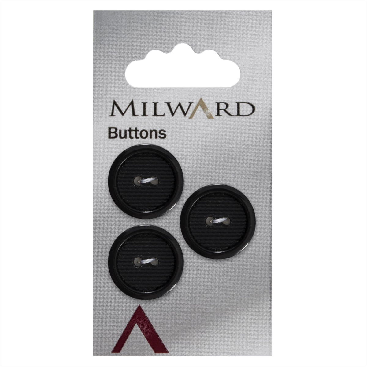 Milward Knoop Mat met Rand Glans Zwart 20mm (3 stuks)