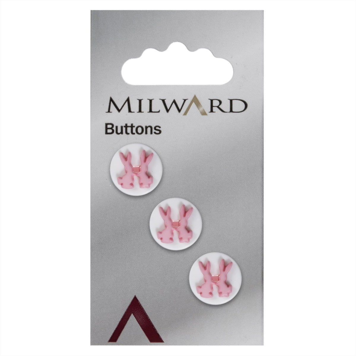 Milward Knoop met Konijntjes Roze 14mm (3 stuks)