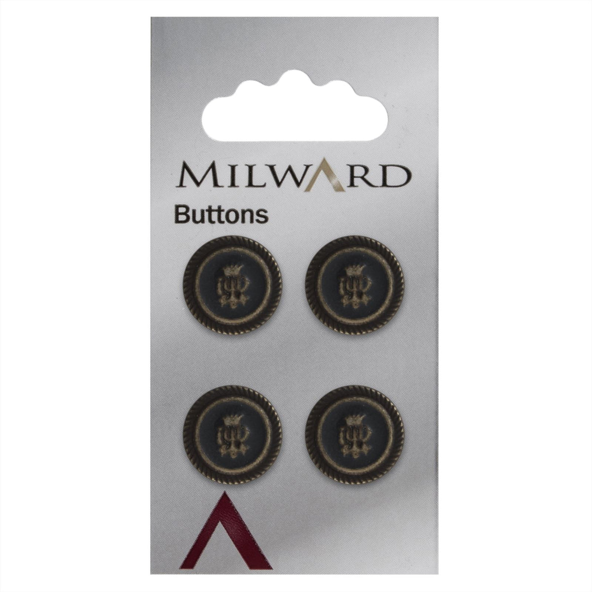Milward Knoop Metaal Zwart/Messing Met Figuur 15mm (4 stuks)