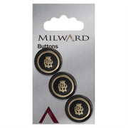 Milward Knoop Metaal Zwart/Messing Met Figuur 20mm (3 stuks)