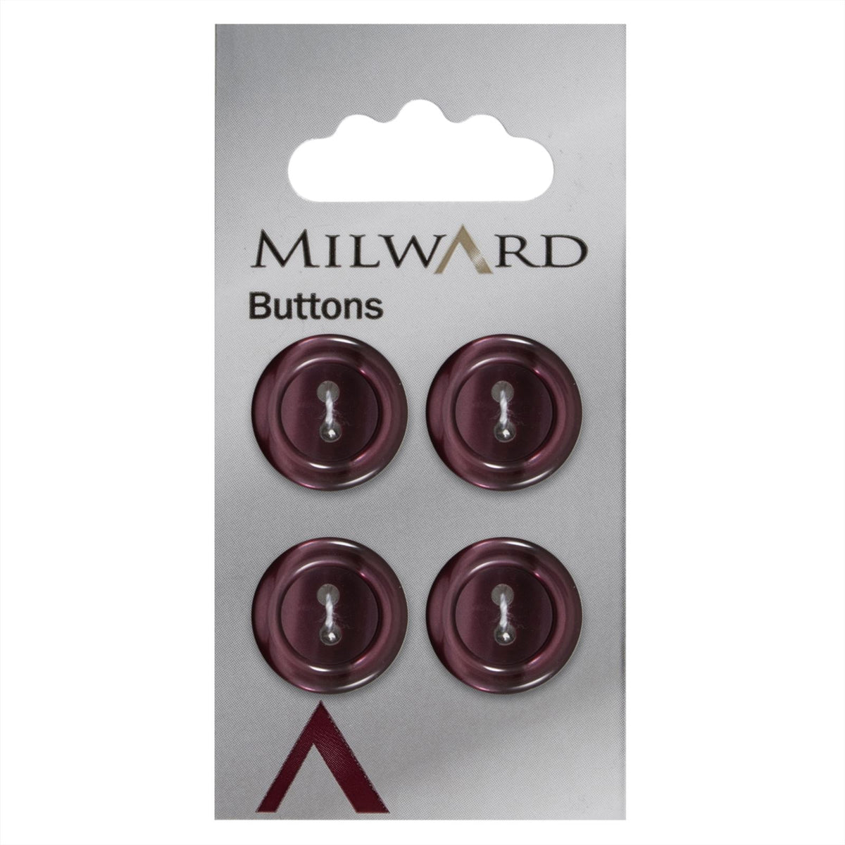 Milward Knoop Paars Glans Met Opstaande Rand 17mm (4 stuks)