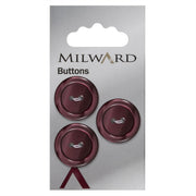 Milward Knoop Paars Glans Met Opstaande Rand 20mm (3 stuks)