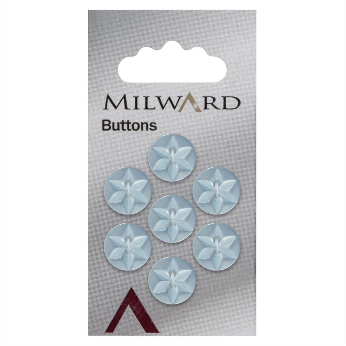 Milward Knoop Parelblauw Bloem/Ster 12mm (7 stuks)