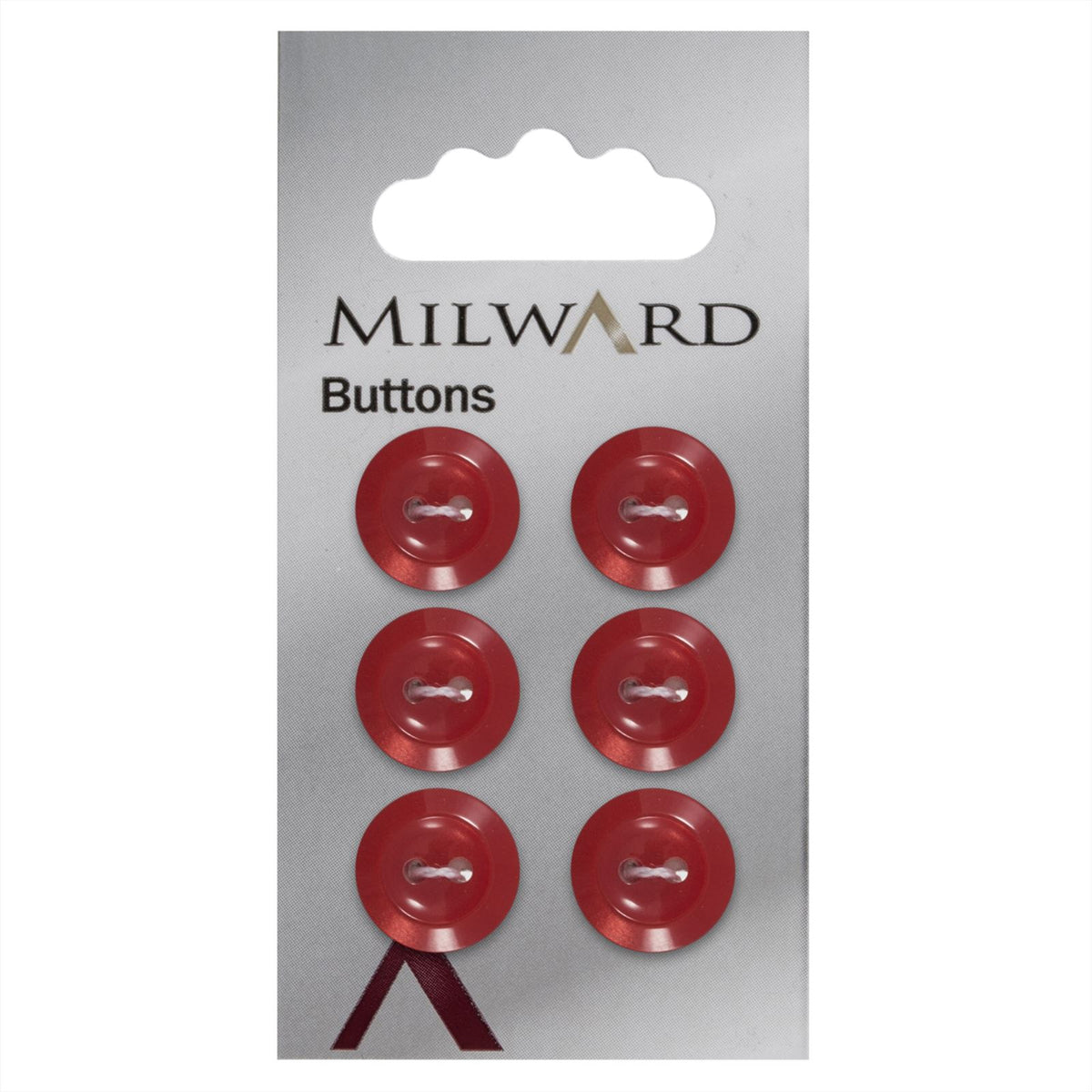 Milward Knoop Rood Met Opstaande Rand 13mm (6 stuks)