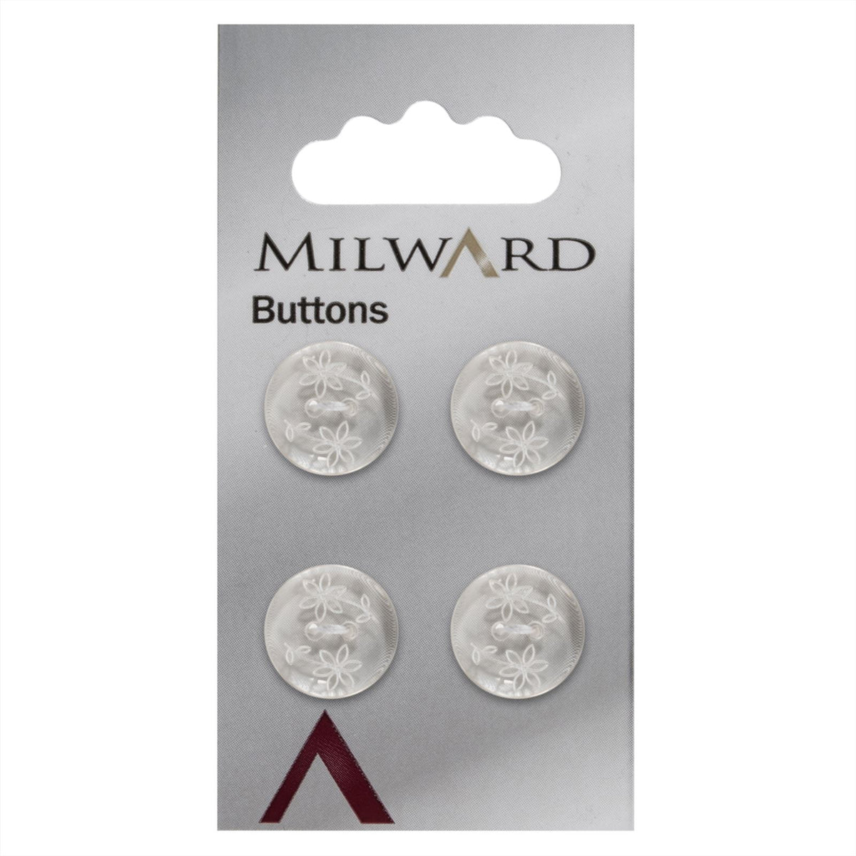 Milward Knoop Transparant met Bloemenwerkje 15mm (4 stuks)