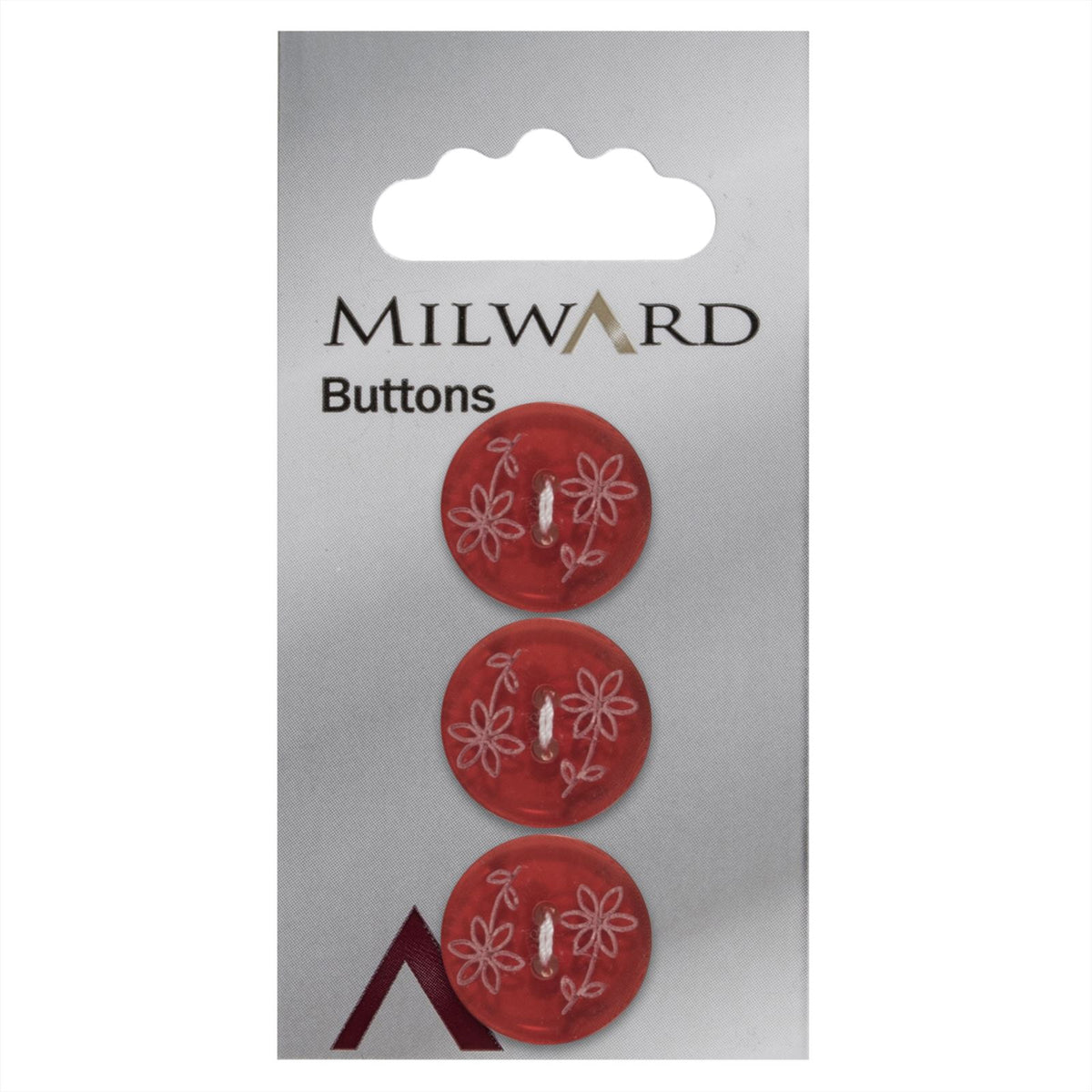 Milward Knoop Transparant Rood Met Bloem 17mm (3 stuks)