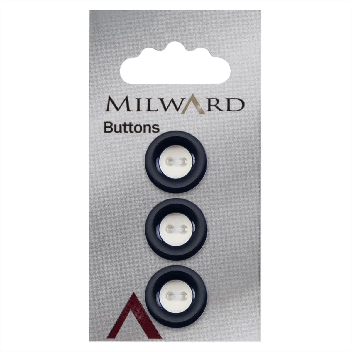 Milward Knoop Wit met Zwarte Rand 18mm (3 stuks)