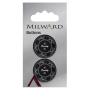 Milward Knoop Zwart Met Bloemdetail 25mm (2 stuks)
