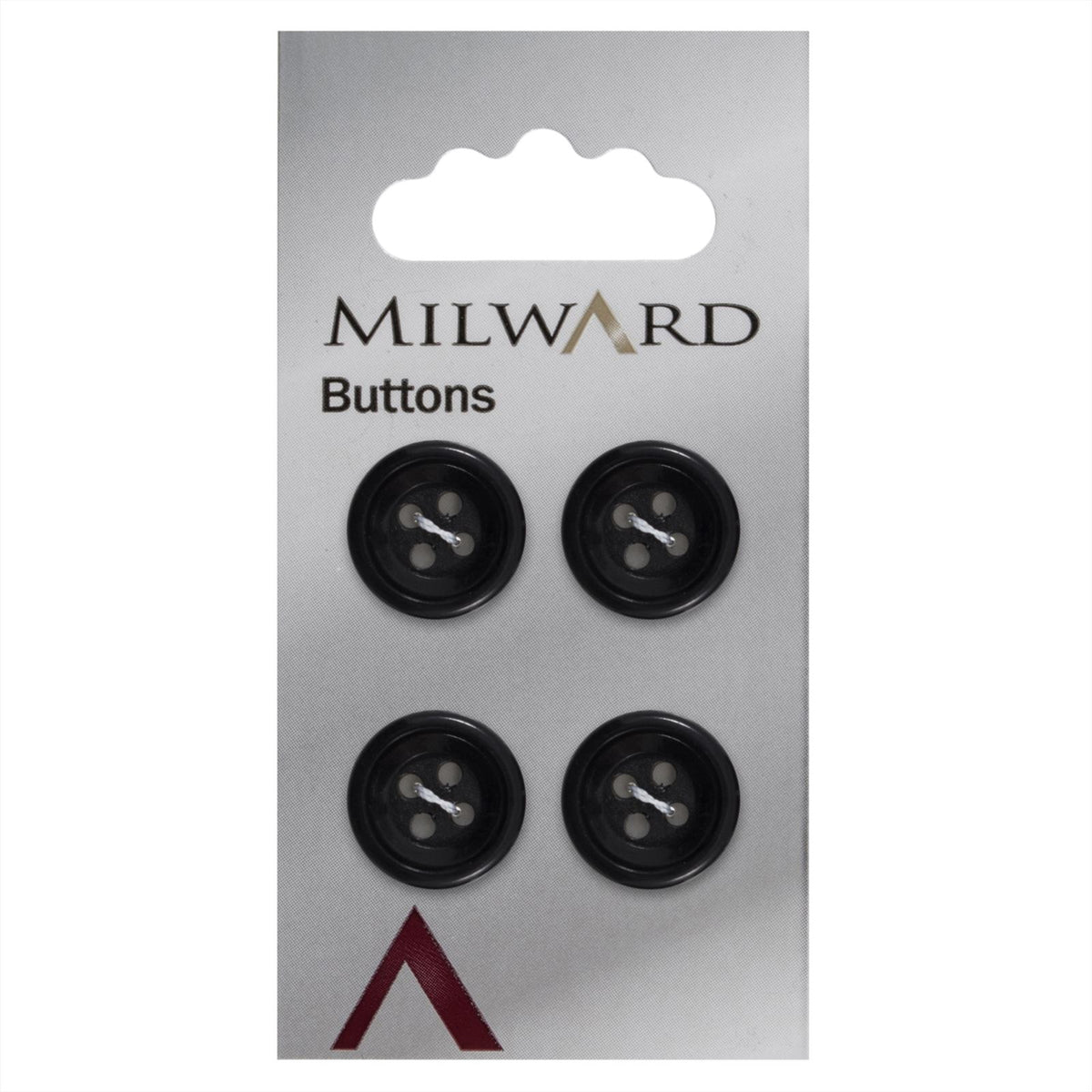 Milward Knoop Zwart Met Opstaande Rand 16mm (4 stuks)