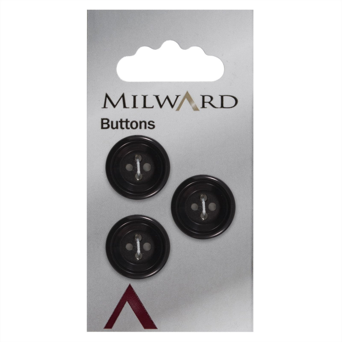 Milward Knoop Zwart Met Opstaande Rand 19mm (3 stuks)