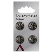 Milward Manchet Knoop Zilver 15mm (4 stuks)