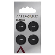 Milward Mat met Glanzende Rand Knoop Zwart 19mm (4 stuks)