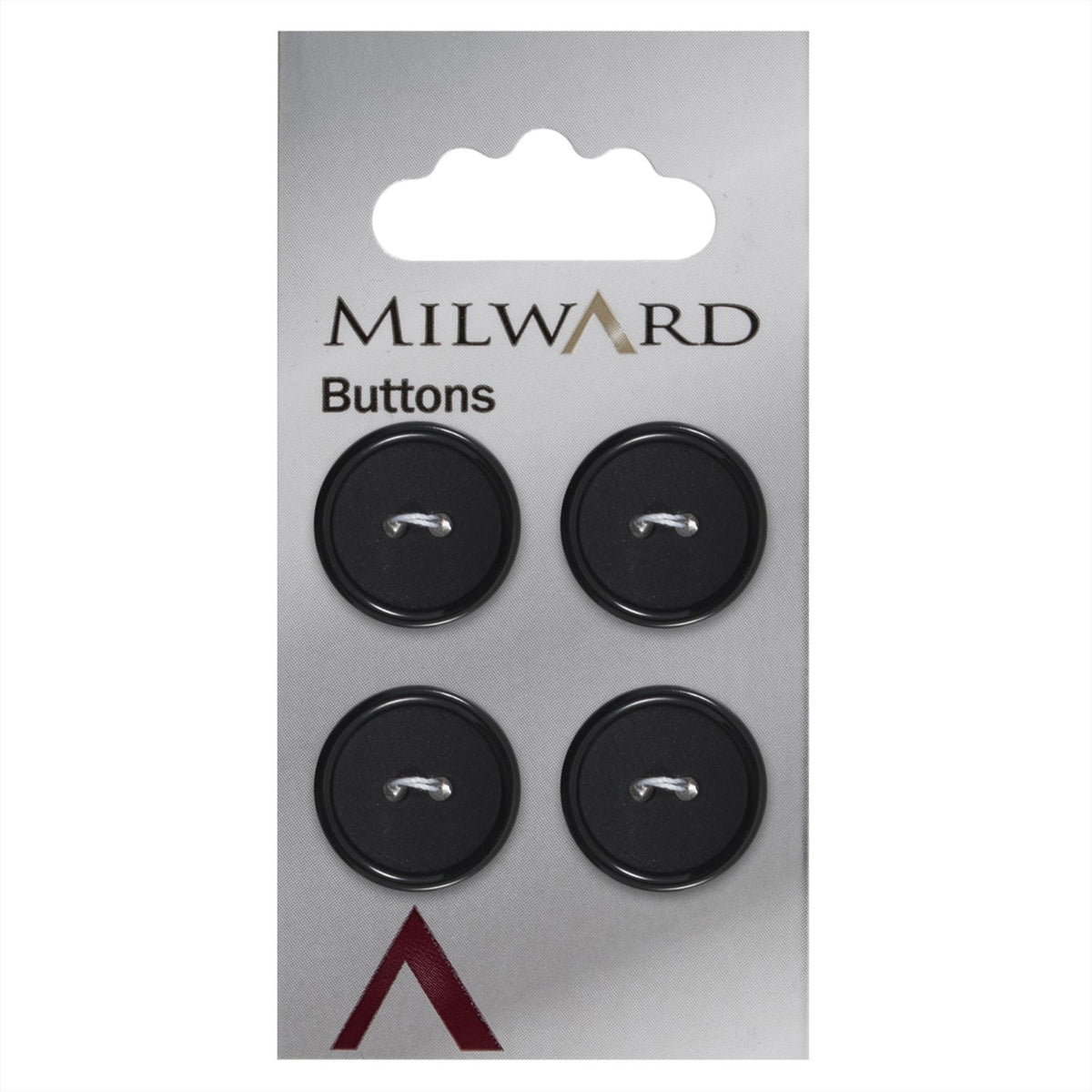 Milward Mat met Glanzende Rand Knoop Zwart 19mm (4 stuks)
