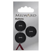 Milward Mat met Glanzende Rand Knoop Zwart 21mm (3 stuks)
