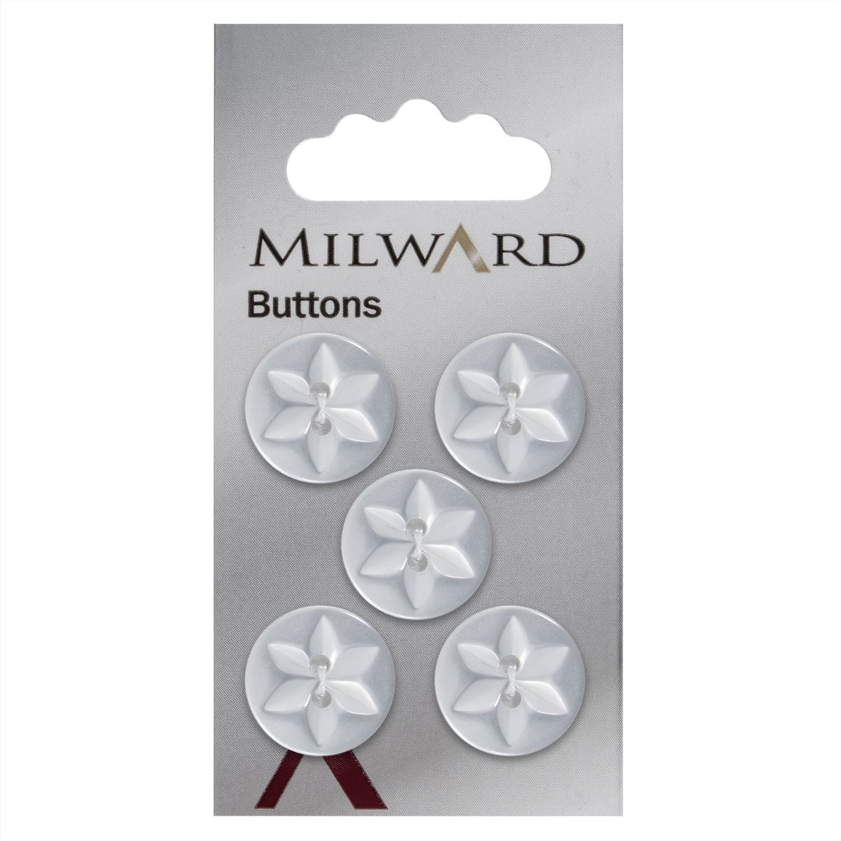 Milward Parelmoer Knoop met Ster Wit 17mm (5 stuks)