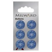 Milward Parelmoer Knoop Rond met Ellips Blauw 16mm (6 stuks)