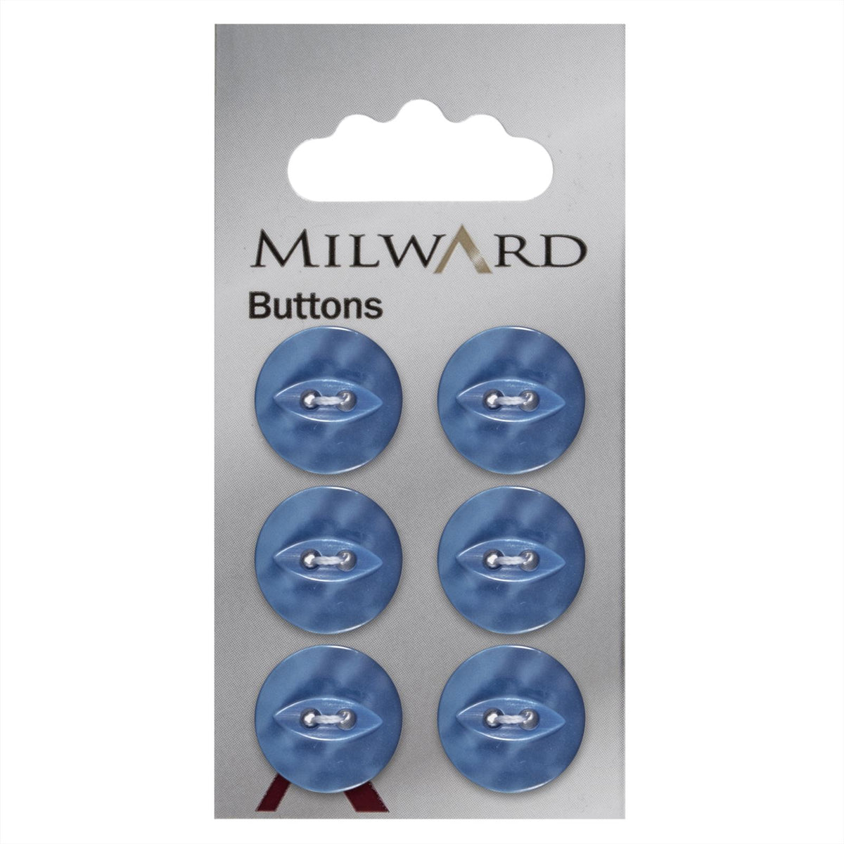 Milward Parelmoer Knoop Rond met Ellips Blauw 16mm (6 stuks)