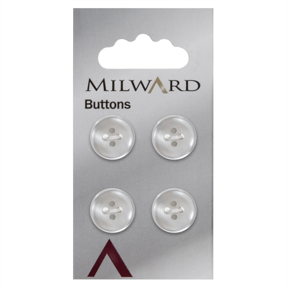 Milward Parelmoer Knoop Wit 15mm Vier Gaten (4 stuks)