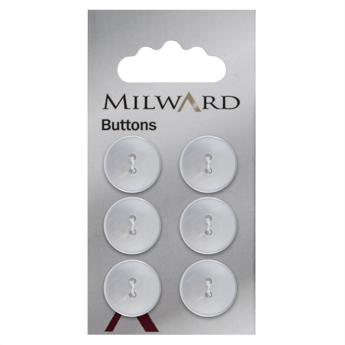 Milward Parelmoer Knoop Wit Glanzend Smalle Rand 16mm (6 stuks)