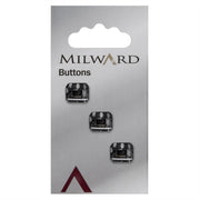 Milward Rechthoekige Knoop Transparant Zwart 12mm (3 stuks)