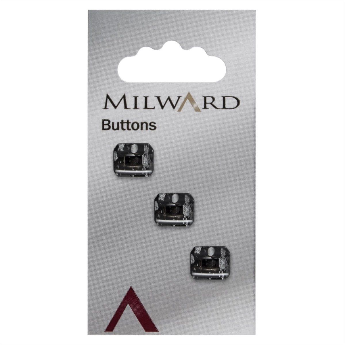 Milward Rechthoekige Knoop Transparant Zwart 12mm (3 stuks)