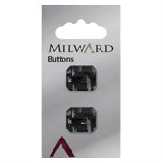 Milward Rechthoekige Knoop Transparant Zwart 20mm (2 stuks)