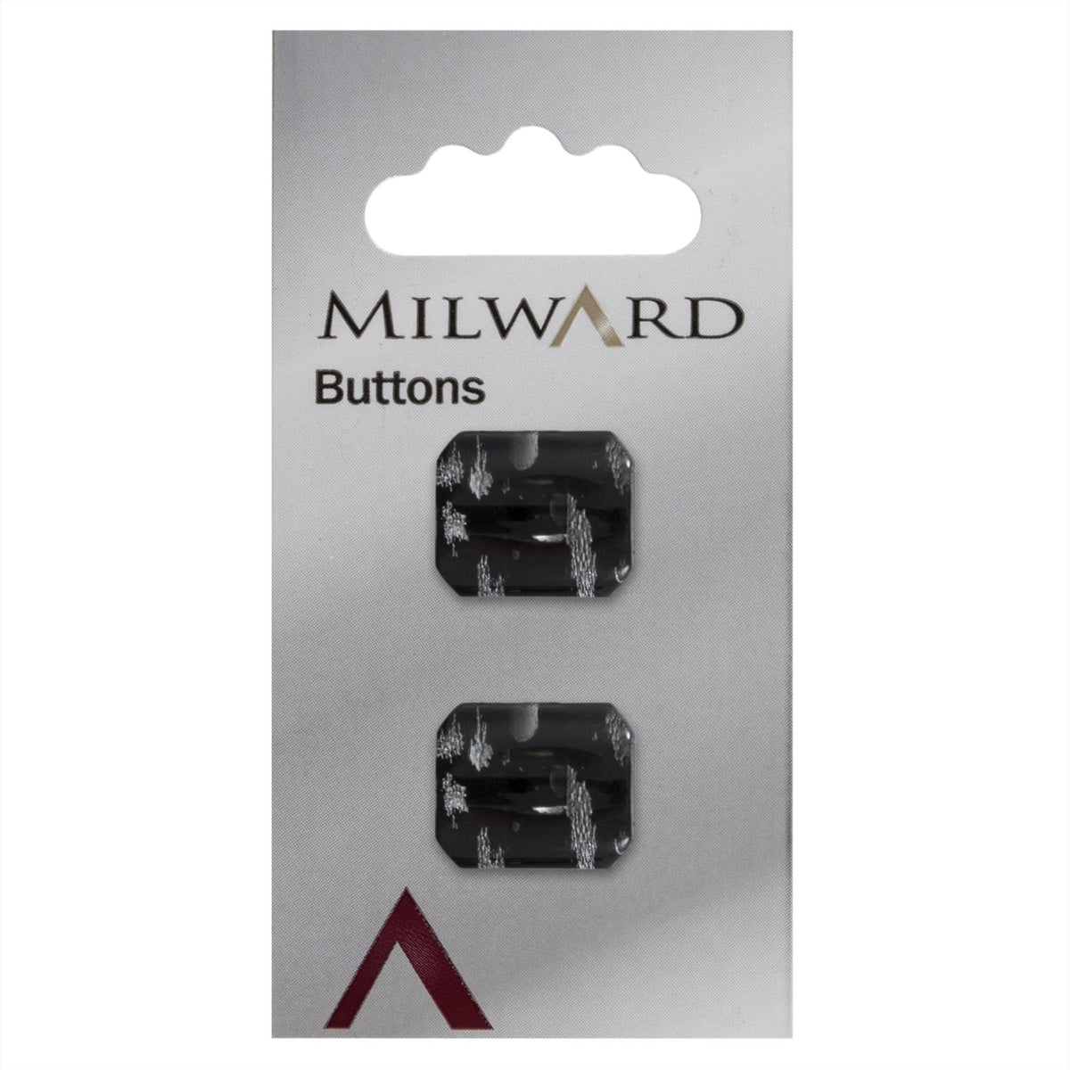 Milward Rechthoekige Knoop Transparant Zwart 20mm (2 stuks)