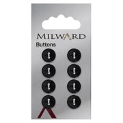 Milward Ronde Glanzende Knoop Zwart 11mm (8 stuks)