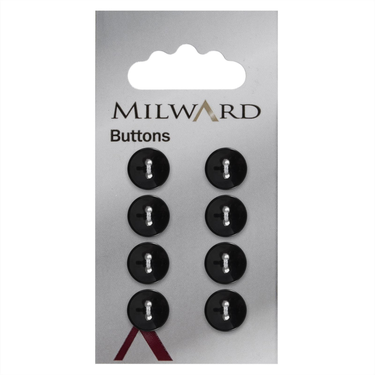Milward Ronde Glanzende Knoop Zwart 11mm (8 stuks)