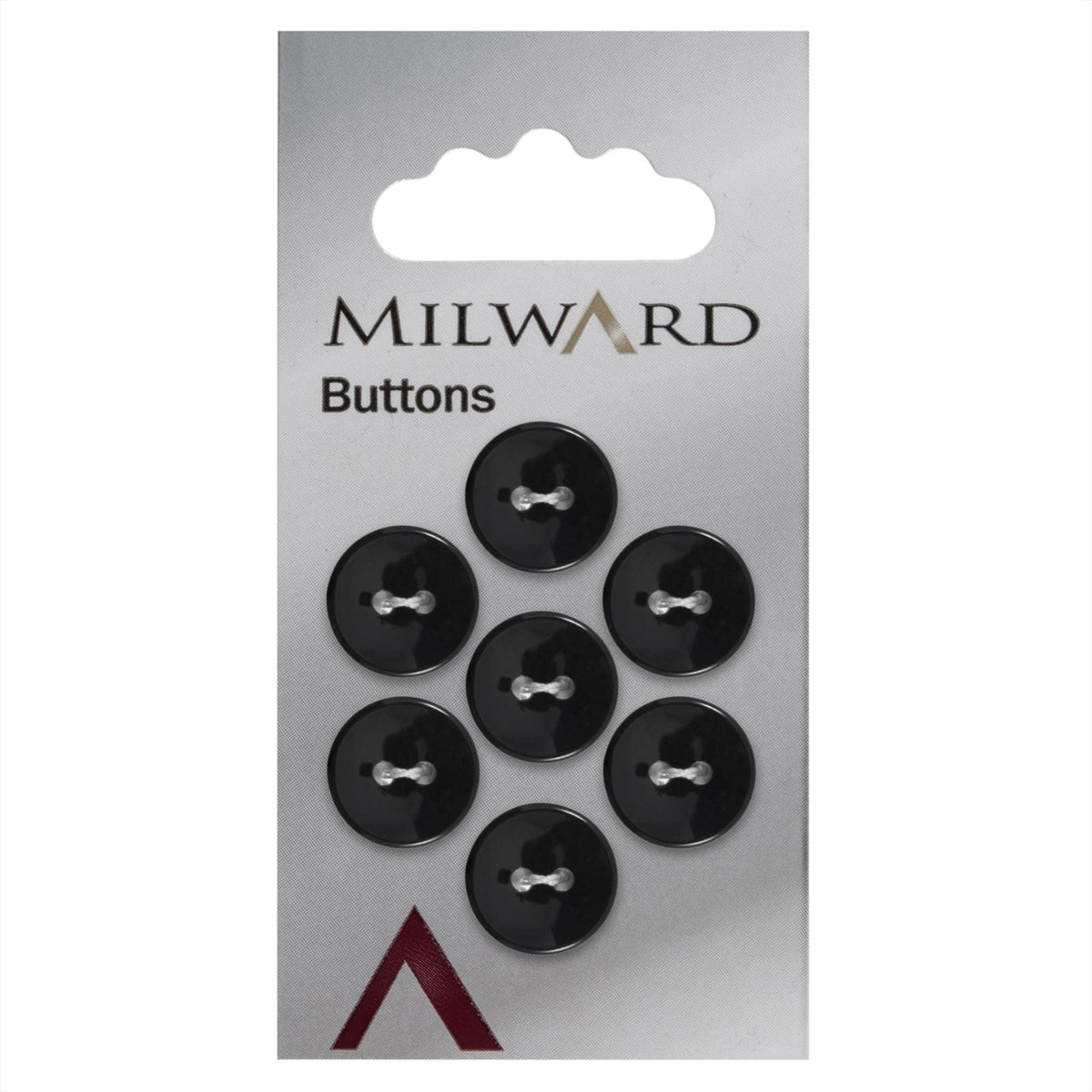 Milward Ronde Glanzende Knoop Zwart 13mm (7 stuks)