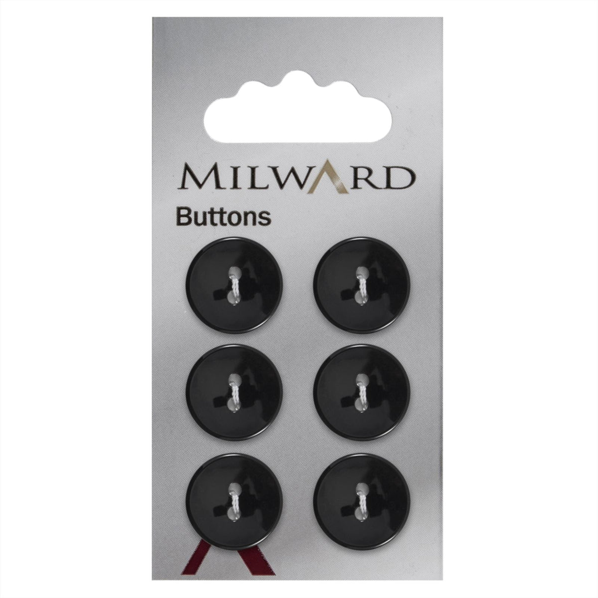 Milward Ronde Glanzende Knoop Zwart 16mm (6 stuks)