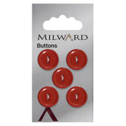 Milward Rood Glanzende Knoop 15mm (5 stuks)
