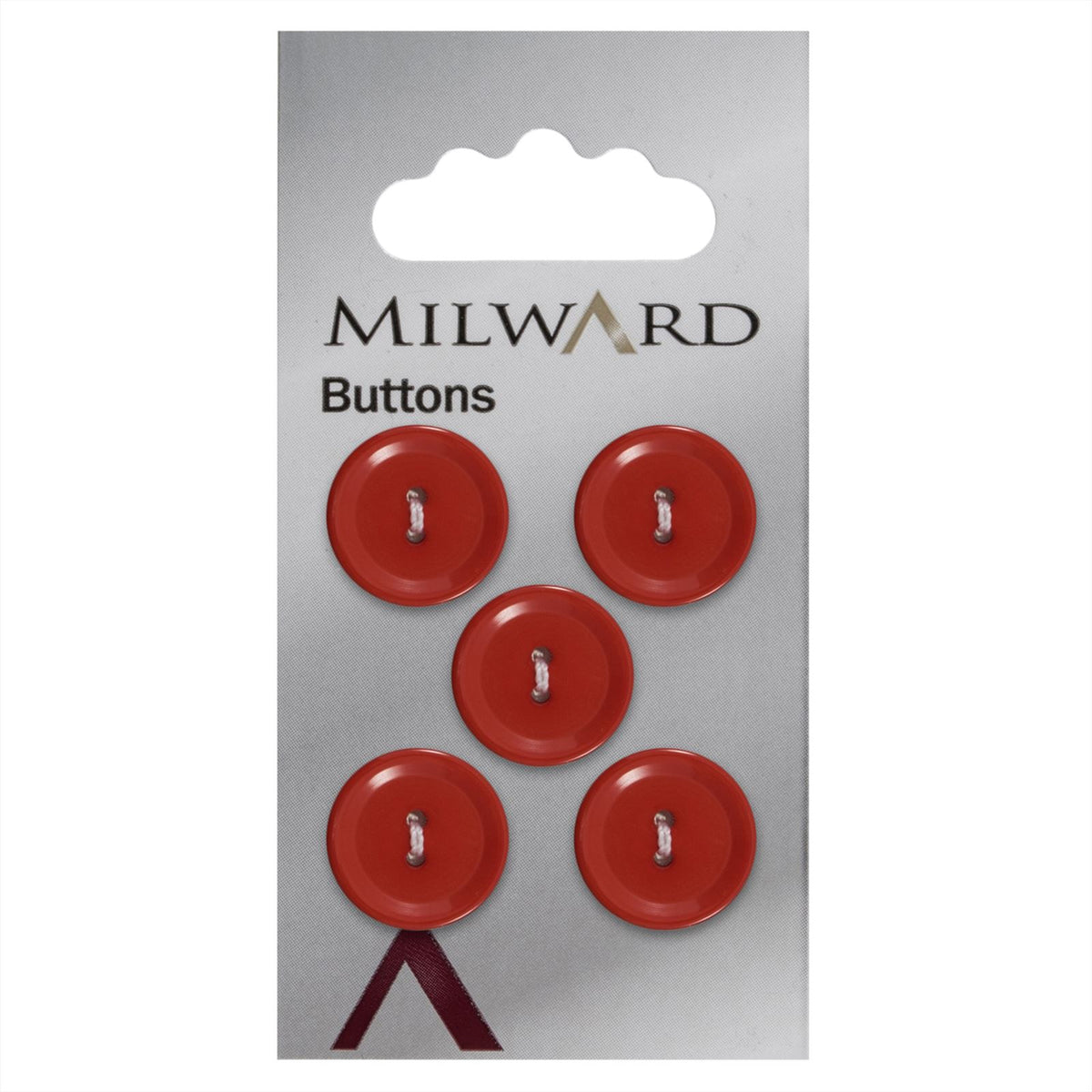 Milward Rood Glanzende Knoop 15mm (5 stuks)