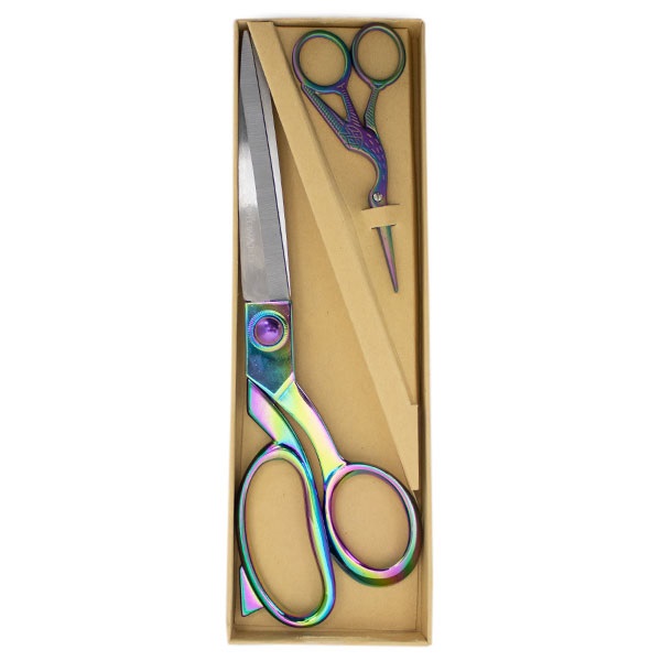 Milward Set Stoffenschaar (25,5cm) & Borduurschaar (11,5cm) Rainbow - detailfoto van de schaar