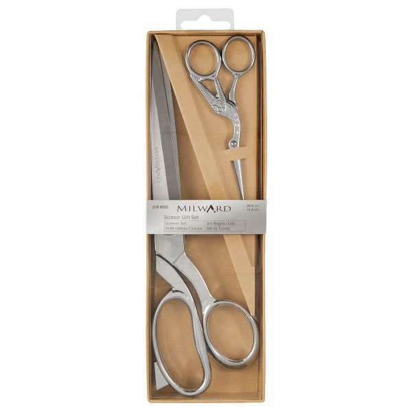 Milward Set Stoffenschaar (25,5cm) & Borduurschaar (11,5cm) Silver - detailfoto van de schaar