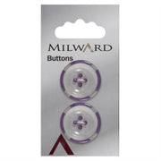 Milward Wit Doorschijnende Knoop met Paarse Rand 22mm (2 stuks)
