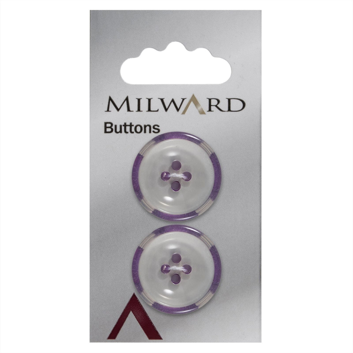 Milward Wit Doorschijnende Knoop met Paarse Rand 22mm (2 stuks)