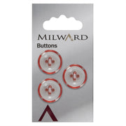 Milward Wit Doorschijnende Knoop met Rode Rand 17mm (3 stuks)