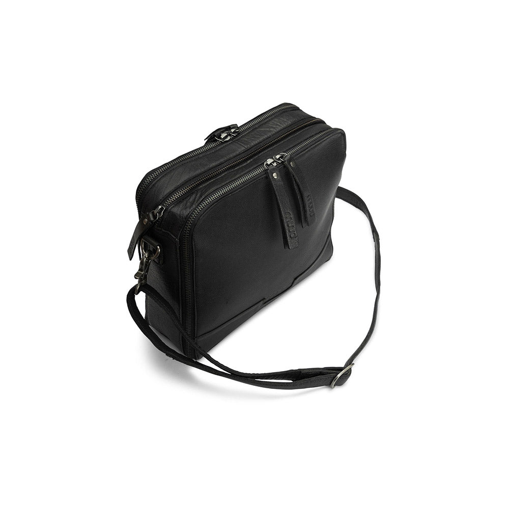 MUUD Cathy Black - Handgemaakt leren schoudertas 28 x 22 x 7 cm