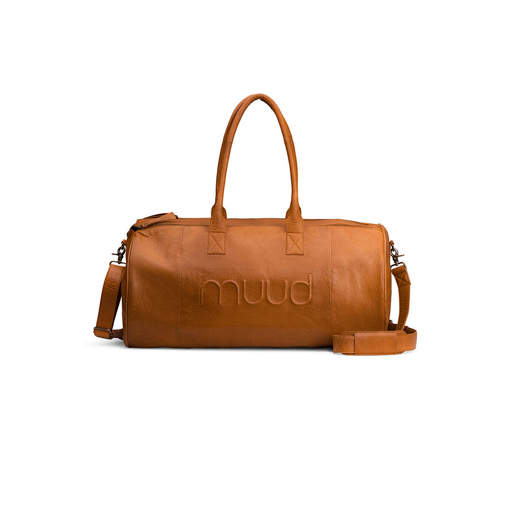 MUUD Drew XL Whisky - Handgemaakt leren weekendtas 60xØ34cm